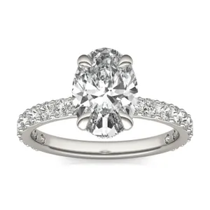 Oval Custom Hidden Halo Bold 3/4 Eternity Engagement Ring image, 